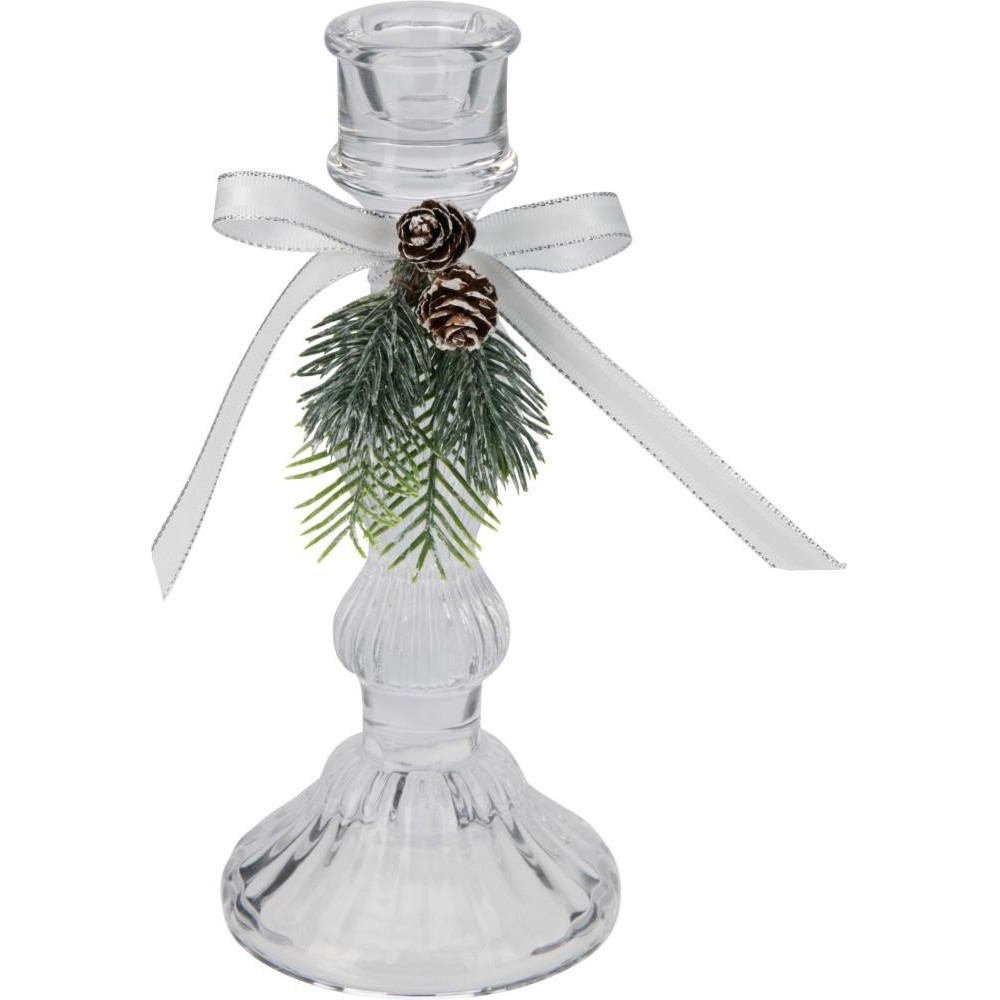 CANDELIERE VETRO 8X18CM SILVER